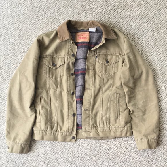 Levis canvas flannel lined trucker jacket - Picture 1 of 1